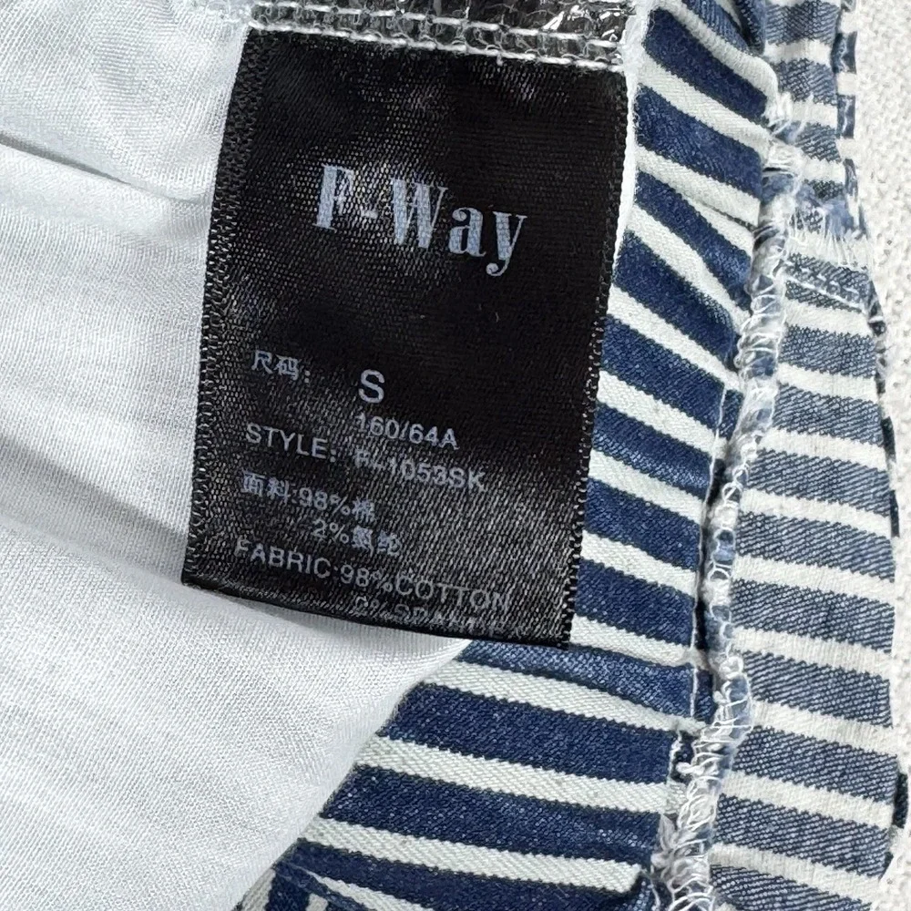 F-Way Blue White Stripe Denim Paperbag Straight Skirt Size‎ Small